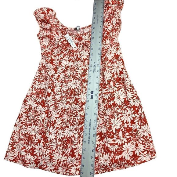 Madewell Margie Mini Dress 2P Red Abstract Floral Vintage Inspired Linen Blend - Picture 3 of 12